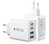 [2 pezzi]Caricatore USB C da 40W, caricatore multiplo a 4 porte con USB-C e USB-A, caricatore da parete USB C a doppia porta PD+QC compatibile con iPhone 15/14/13/12/Pro Max/XS/XR/Samsung/Tablet
