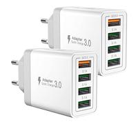 2 Pezzi Caricatore USB Multipo,Presa USB 40W QC3.0 Caricatore Rapido iPhone Caricabatterie per Samsung Galaxy,iPhone X XR XS 8 15 16,Adattatore Universale Carica Alimentatore Spinotto Cellulare Spina