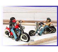 2 pezzi Caricature Motociclisti spiritosi 17,5 cm moto in resina, by Paben