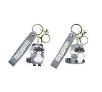 2 Pezzi Carino Cartone Animato Procione Portachiavi - Squisito Ciondolo per Zaino, Decorazione Donna, Fai Da Te Appeso Accessorio - Colore:, Taglia