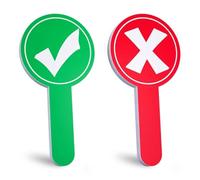 2 Pezzi Cartelli per Voto in on Simbolo ✓ e ✗, Palette Colorate Rosso e Verde per Valutazione Scolastica, Accessorio per Aule, Giochi e Video Riprese