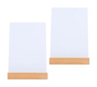2 Pezzi Cartello da Tavolo A5 in PVC Base in Faggio, Bianco | Struttura Stabile e Montaggio Rapido, Bordo Liscio e Superficie senza Riflessi, per Conferenze e Hall Hotel