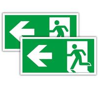 2 pezzi - cartello di uscita di emergenza - segnale di uscita di emergenza freccia sinistra 30 x 15 cm x 3 mm cartello di fuga - cartello di salvataggio - cartello di emergenza per segnaletica