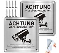 2 Pezzi Cartello Videosorveglianza,Cartello Videosorveglianza Con Avviso Gdpr,Cartello Area Videosorvegliata Alluminio,Per Casa e Negozio,Interno ed Esterno