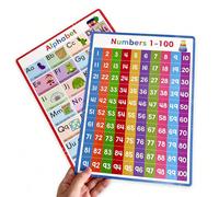 2 pezzi cartellone educativo con numeri da 1 a 100 e lettere, Tabella educativa ABC inglese per bambini, Decorazione per aula di asilo, Ausilio didattico Poster con alfabeto/numeriCarta tessile