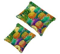 2 pezzi Cartoon Pineapple-1153 Shrapnel Pouch: borsa per il trucco essenziale per le donne in movimento, Multicolore, A：7.1x5.8in/18x14.8cm，B:4.7x4.5in/12x11.5cm