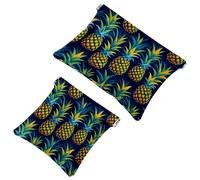 2 pezzi Cartoon Pineapple-1163 Shrapnel Pouch: borsa per il trucco essenziale per le donne in movimento, Multicolore, A：7.1x5.8in/18x14.8cm，B:4.7x4.5in/12x11.5cm