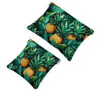 2 pezzi Cartoon Pineapple-1193 Shrapnel Pouch: borsa per il trucco essenziale per le donne in movimento, Multicolore, A：7.1x5.8in/18x14.8cm，B:4.7x4.5in/12x11.5cm