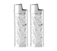 2 pezzi Case più leggero in lega di zinco Coperchio protettivo in stile vintage per campeggio esterno escursionismo floreale motoscafi contenitore più leggero (Argento)