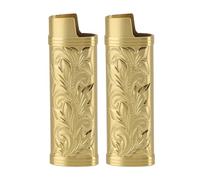 2 pezzi Case più leggero in lega di zinco Coperchio protettivo in stile vintage per campeggio esterno escursionismo floreale motoscafi contenitore più leggero (Oro)