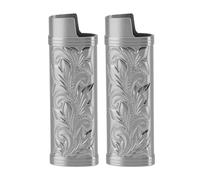 2 pezzi Case più leggero in lega di zinco Coperchio protettivo in stile vintage per campeggio esterno escursionismo floreale motoscafi contenitore più leggero (Grigio)