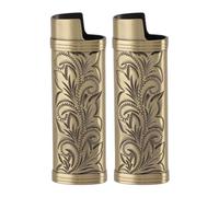 2 pezzi Case più leggero in lega di zinco Coperchio protettivo in stile vintage per campeggio esterno escursionismo floreale motoscafi contenitore più leggero (Bronzo)