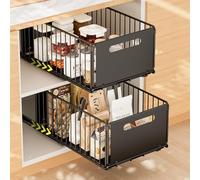2 Pezzi Cassetto Estraibile Cucina Cassetto Telescopico Ripiano Telescopico Organizer Per Mobili da Cucina Scorrevole Estensibile Estraibile con Maniglia (Nero)