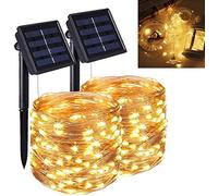 2 Pezzi Catena Luminosa Esterno Solare, 2x 120 LED Catena Luci Solari Esterno, Catena Luminosa Esterno Impermeabile, 8 Modalità Lucine Energia Solari per Giardino Patio Partito Cancello Cortile