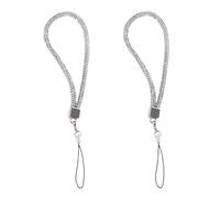 2 pezzi catena per cellulare argento catena da polso per telefono cellulare strass ciondolo cinturino per cellulare ciondolo breve fascino cordino anti-smarrimento, portachiavi auto accessori