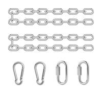 2 Pezzi Catenella di Metallo con 2 Moschettoni e Anello di Collegamento Rapido, 60cm Catena Acciaio Inox, Catena Catena per Altalena, Amaca, Sedia, Poltrona Sospesa, Sacchi di Sabbia