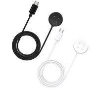 2 Pezzi Cavo di Ricarica Magnetica per Google Pixel Watch 3/2, Caricabatterie Dock 4 Pin con 1m USB C Cavo Compatibile con Smartwatch Fitbit Versa4 Versa3 Sense2 Sense Ace LTE (Nero + Bianco)