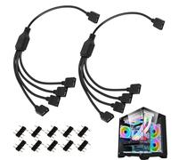 2 Pezzi Cavo Splitter ARGB da 1 a 4 a 5V 3 Pin, Cavo di Estensione Splitter RGB, Indirizzabile per Ventole LED e Strisce Luminose, Cavi di Sincronizzazione ARGB per Scheda Madre, Accessorio per PC