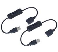 2 Pezzi Cavo USB con Interruttore on/off, Interruttore a Bilanciere Linea di Estensione USB Per Lampada da Scrivania a LED, Ventilatore USB, Strisce LED (Nero)