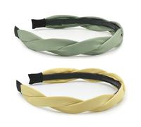 2 Pezzi Cerchietti per Capelli Donna Fasce per Capelli Moda Accessori per Capelli Antiscivolo Intrecciati Fasce per Capelli Eleganti Vintage 2 Colori (Verde+Giallo, ONE SIZE)