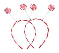 2 Pezzi Cerchietto B a mbina Lollipop Natalizio a Due | Accessori per Costumi di Candyland, per Chioma alla Piperita, Rosso, per Foto Natalizie e Danza