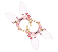 2 Pezzi Cerchietto Orecchie da Coniglio Floreali Rosa per Feste | Copricapo, Stile Fiabesco e Versatile, per Bambine, Fotografe, Spose e Scena