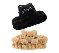 2 Pezzi Cerchietto per Chioma Gatto in Flanella Morbida | Fascia Riutilizzabile, Forma Orecchie, per Routine Serale e Overnight, Aderisce Bene