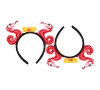 2 Pezzi Cerchietto Testa Serpente in Peluche Rosso, per Donne | Morbido e Versatile, Resistente allo Scolorimento, Stile Cartone, Forma a Lingotto per Halloween e Party