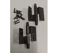 2 PEZZI - CERNIERA DESTRA CURVA ALTA 40X40MM CON VITI Ø3x16MM - IN OTTONE BRONZATO