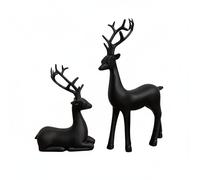 2 Pezzi Cervo Decorativo in Resina Lusso Leggero Statuetta di Cervo Nera