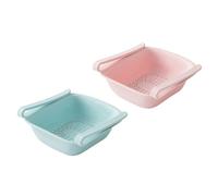 2 Pezzi Cestello Scolapiatti Cuc in in Plastica | Ventilazione Buona e Drenaggio Pratico, Uso in Cucina, Colori Blu e Rosa, per Lavaggio e Contenimento