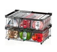 2 Pezzi Cestini Congelatore Espandibili, Organizzatore per Congelatore Impilabili con Maniglia, Cestini Congelatores in Metallo per 140L a 570L Congelatores, Organizzare Gli Ingredienti Congelati