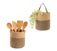 2 pezzi Cestino da parete portaoggetti, Cestini da parete da appendere per piante, Cesto Portaoggetti in corda cotone, Cesti per intrecciati in corda cotone, adatti per pareti, porte, ecc