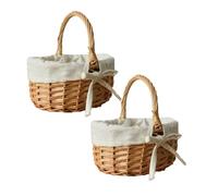 2 Pezzi Cestino Pasquale per Bambini, Uova di Pasqua Decorative Cestini, Cestino Vimini Piccolo con Manico, Cestini Pasquali Caccia Uova Festa per Campeggio Caramelle e Picnic (1-marrone 2 pezzi)