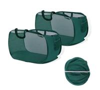 2 Pezzi Cesto Portabiancheria Pieghevole, Pop-Up Cesto Della Biancheria, Cesto Biancheria Pieghevole a Rete, Verde Portabiancheria Pieghevole, Laundry Basket per Dormitorio, Bagno, Viaggi