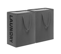 2 Pezzi Cesto Portabiancheria Sporca 75L,Cestino Biancheria Sporca, Cestino Panni Sporchi,Cesto Panni Sporchi Pieghevole con Maniglie Estese per Riporre Vestiti,per bagno,soggiorno 60x40x34cm-Grigio