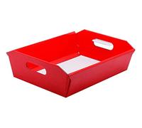 2 PEZZI Cesto Vassoio Carta Rosso 40x30xH12 cm