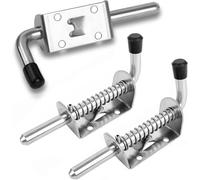 2 Pezzi Chiavistello a Molla, Chiavistello per Cancello in Legno, Scrocco a Molla in Acciaio Inossidabile Con Bullone Chiusura Impugnatura in Gomma, per Porte Garage Giardino, Argento (10 * 128mm)