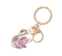 2 pezzi cigno portachiavi strass portachiavi borsa da appendere decorazione cigno portachiavi cigno portachiavi auto decorazioni appese, Colore: rosa., 4X3.5X0.5CM