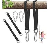 2 Pezzi Cinghie Amaca 50 cm × 25 mm, con 2 Moschettoni e Anelli a D | Fissaggio per Altalena, Kit di Cinghie per Appendere, Cinghie per Amaca all'Aperto, per Giardino, Campeggio