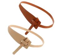 2 Pezzi Cintura Ampia da Donna Vintage in Pelle Sintetica | Design Semplice e Versatile, Comfort nel Punto Vita, Tonalità Cammello e Kaki, Accessorio per Abiti e Maglioni
