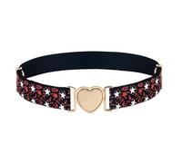 2 pezzi cintura elastica a forma di cuore for bambini, cinture elastiche for vestiti e ragazze(Red star pattern)