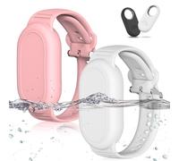 [2 pezzi] Cinturino GPS Tracker per Samsung, in morbido silicone GPS Tracker cinturino impermeabile nascosto, il cinturino regolabile è compatibile con Samsung Galaxy SmartTag2 (2023) - Bianco + Rosa