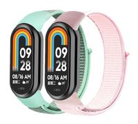 2 Pezzi Cinturino in Nylon per Xiaomi Mi Band 9/Xiaomi Mi Band 8 per Donna Uomo,Cinturini Sportivo Elastico Intrecciato Loop Bracciale di Ricambio per Xiaomi Smart Band 8/Xiaomi Smart Band 9 Cinturino