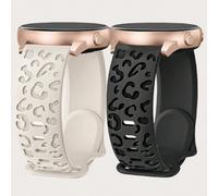 2 pezzi Cinturino in silicone da 20 mm con stampa leopardata e incisione, compatibile con Samsung Galaxy Watch 6 5 4 40mm 44mm/5 Pro/6 Classic 47mm/Watch 4 Classic/Active 2 45mm/Active 2/3/4 Classic 4