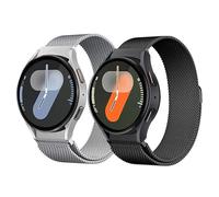 2 Pezzi Cinturino per Samsung Galaxy Watch 6/5/4 40 44mm/Watch 6 Classic 43 47mm/Watch 5 Pro 45mm/Watch 4 Classic 42 46mm，No Gap Cinturino Magnetico in Acciaio Inossidabile per Donna Uomo,Argento/Nero
