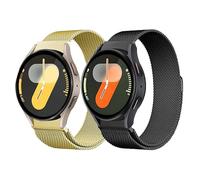 2 Pezzi Cinturino per Samsung Galaxy Watch 6/5/4 40mm 44mm/Watch 6 Classic 43 47mm/Watch 5 Pro 45mm/Watch 4 Classic 42 46mm，No Gap Cinturino Magnetico in Acciaio Inossidabile per Donna Uomo,Nero/Oro