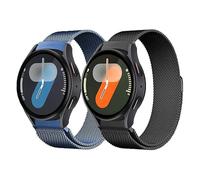 2 Pezzi Cinturino per Samsung Galaxy Watch 6/5/4 40mm 44mm/Watch 6 Classic 43 47mm/Watch 5 Pro 45mm/Watch 4 Classic 42 46mm，No Gap Cinturino Magnetico in Acciaio Inossidabile per Donna Uomo,Blu/Nero