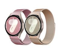 2 Pezzi Cinturino per Samsung Galaxy Watch 6/5/4 40mm 44mm/Watch 6 Classic 43mm 47mm/Watch 5 Pro 45mm/Galaxy Watch 4 Classic 42mm 46mm，No Gap Cinturino Magnetico in Acciaio Inossidabile,Oro Rosa/Rosa