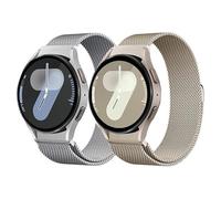 2 Pezzi Cinturino per Samsung Galaxy Watch 6/5/4 40mm 44mm/Watch 6 Classic 43mm 47mm/Watch 5 Pro 45mm/Watch 4 Classic 42mm 46mm，No Gap Cinturino Magnetico in Acciaio Inossidabile,Oro D'epoca/Argento